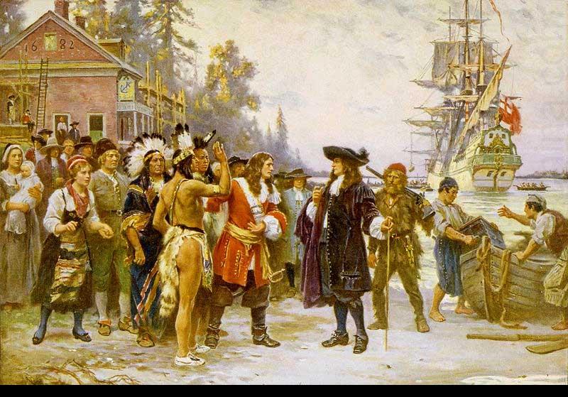 Jean Leon Gerome Ferris The Landing of William Penn oil painting picture